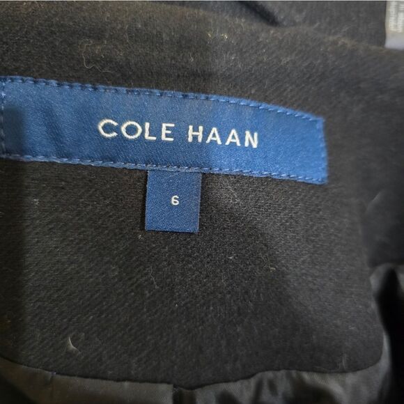 Cole Haan Asymmetric Zip Fine Twill Wool Blend Coat NWOT size 6 Black - Picture 5 of 5